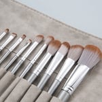 Grey / 1 Set Unisex Makeup Brush With A Roll Up Bag Picture2